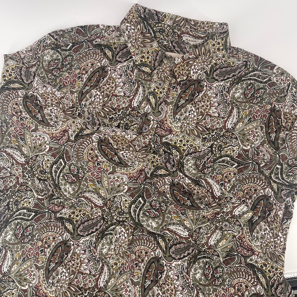 LOFT Paisley Print Button Down Long Sleeve Shirt Relaxed Fit Size M